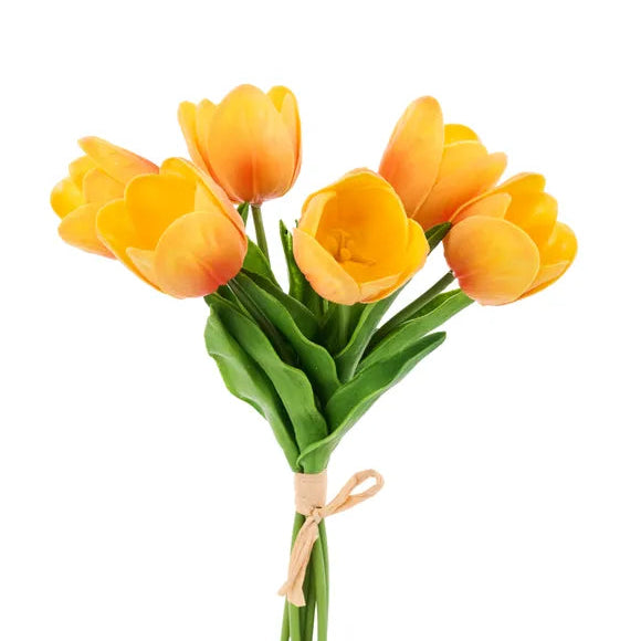 14"L MEDIUM TULIP FLOWER BUNDLE X6 - ORANGE/YELLOW - FN172433