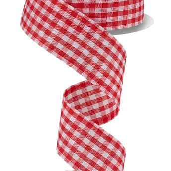 1.5"X10YD GINGHAM CHECK - RED/WHITE - RG01048F3