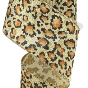 2.5"X10YD METALLIC ANIMAL PRINT/METALLIC BURLAP - GOLD/BLACK/RUST - RGC136108