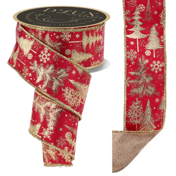 2.5"X10YD FOIL TREE/FUSED - D'LUX - RED/GOLD - LX325836