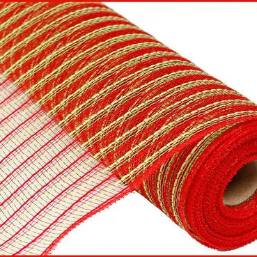 10.25"X10YD POLY/FAUX JUTE MESH - RED/FRESH GREEN - RY830255