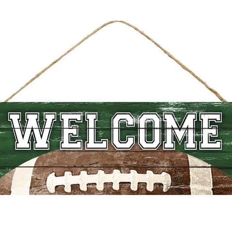 15"LX5"H WELCOME FOOTBALL SIGN - GREEN/WHITE/BROWN - AP807309