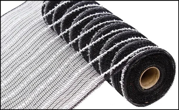 10.25"X10YD METALLIC DRIFT MESH - BLACK/WHITE - RY810062