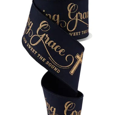 2.5"X10YD AMAZING GRACE - BLACK/GOLD - RGF152502