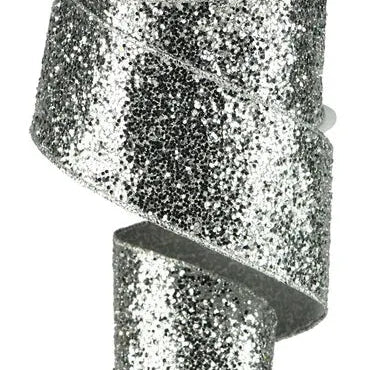 2.5"X10YD LARGE GLITTER - SILVER - RGA130126