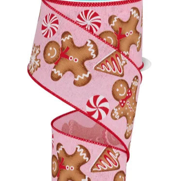 2.5"X10YD GINGERBREAD - LIGHT PINK/RED/BROWN - RGF140615