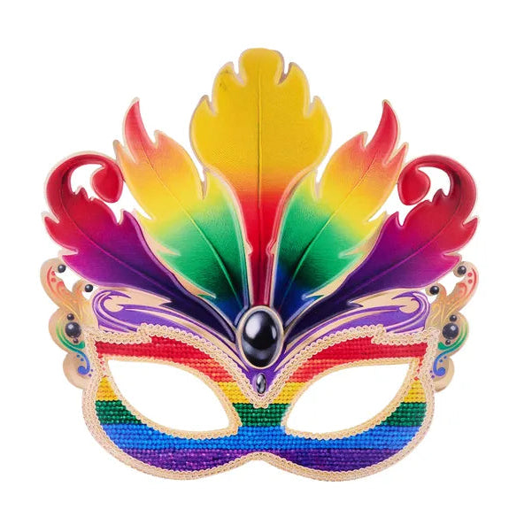 12"HX12"L METAL RAINBOW MASK SIGN - GOLD/BLACK/RED/YELLOW/ORANGE/PURPLE - MD175917