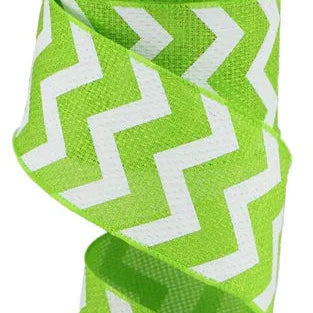 2.5"X10YD WIDE CHEVRON/CROSS ROYAL - LIME GREEN/WHITE - RG1028WW