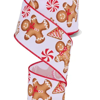 2.5"X10YD GINGERBREAD - WHITE/BROWN/RED - RGF140527