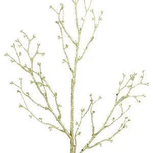 27"L GLITTERED BUD BRANCH SPRAY - GOLD - XS984608