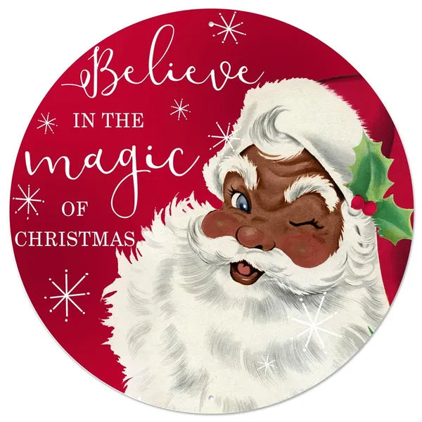 12"DIA BELIEVE/SANTA SIGN - RED/WHITE - MD1258