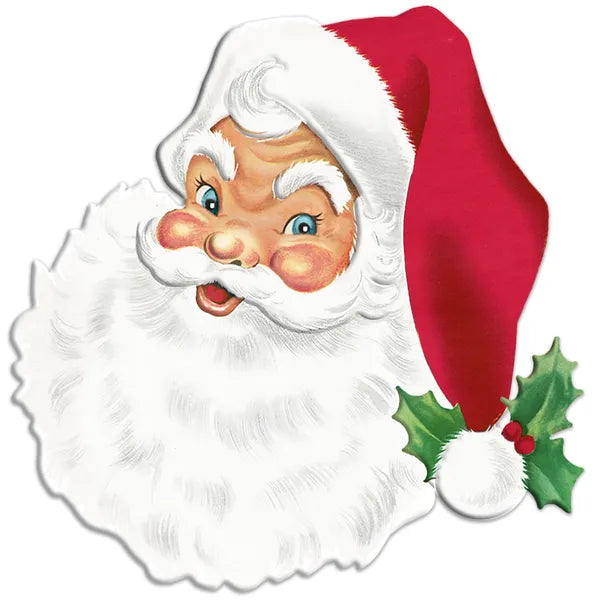 12"HX11.875"L SANTA FACE W/ OPEN EYES - WHITE/RED/GREEN/BEIGE - MD170327