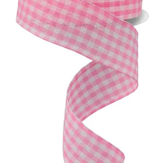 1.5"X10YD GINGHAM CHECK - LIGHT PINK/WHITE - RG01048TK
