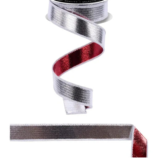 1"x10YD SPARKLE/SMOOTH FUSED - SHINY SILVER/SHINY RED - NR6004AE