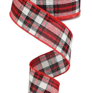 1.5"X10YD WOVEN PLAID - RED/BLACK/WHITE - RG01780