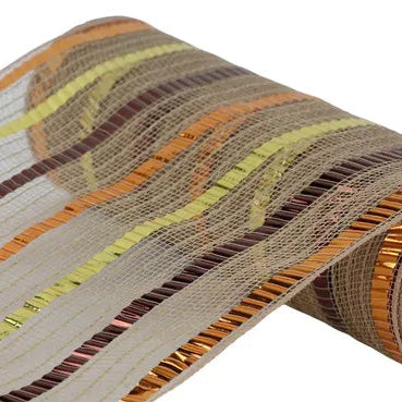 10.5"X10YD WIDE FOIL/FAUX JUTE MESH - NATURAL/ORANGE/GOLD/BROWN - RY8036EY