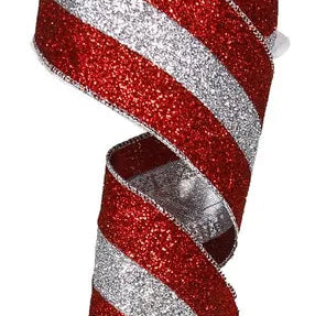 2.5"X10YD 3-IN-1 GLITTER - RED/SILVER/WHITE - RM9824E2