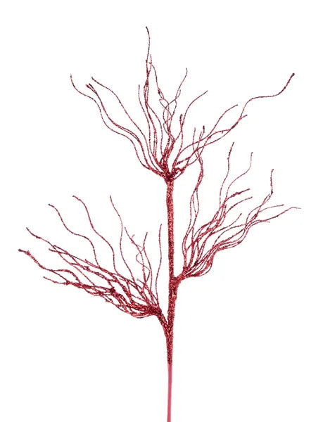 31"L GLITTERED SPIRAL PINE SPRAY - RED/DARK RED - XS756224