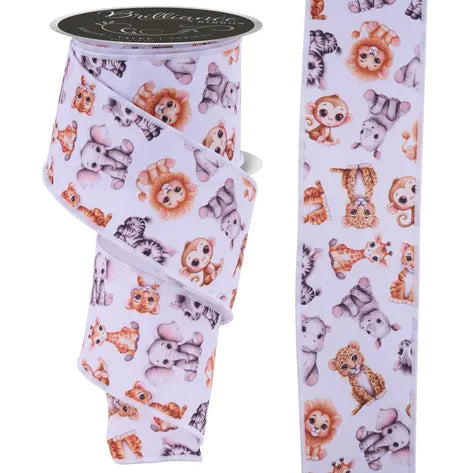 2.5"X10YD BABY ANIMALS - WHITE/ORANGE/BROWN - LS1202RT