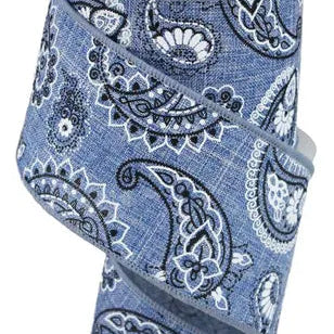 2.5"X10YD BANDANA/ROYAL - DENIM/BLACK/WHITE - RG01870CT