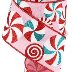 2.5"X10YD BOLD PEPPERMINTS/ROYAL - LIGHT PINK/WHITE/TURQUOISE/RED - RGC1230TK