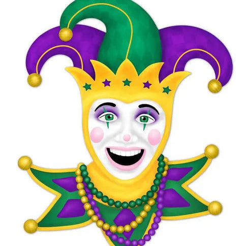 15"H METAL MARDI GRAS JESTER HEAD SIGN - MD1339