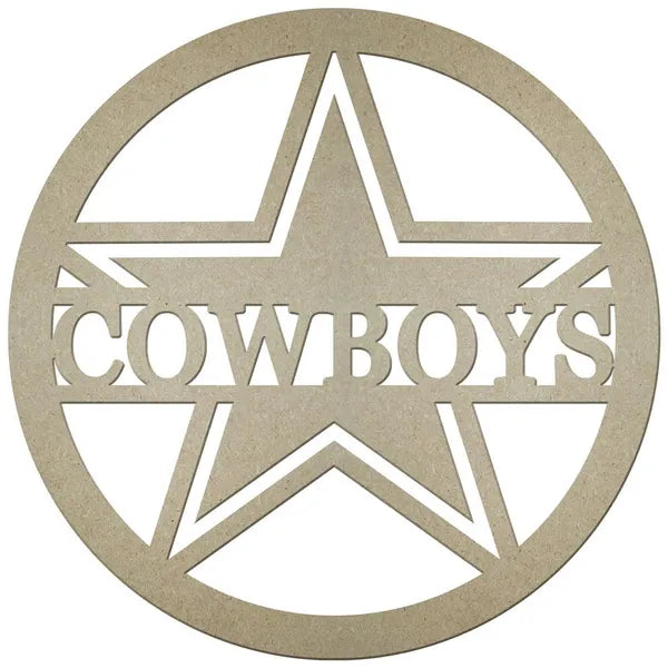 23"DIA MDF COWBOYS W/ STAR IN CIRCLE - NATURAL - AB2514