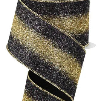 2.5"X10YD GRADIENT GLITTER - BLACK/GOLD - RGE179286