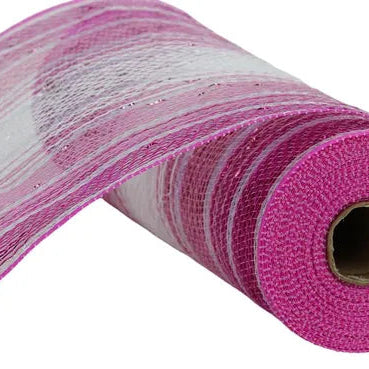 10.25"X10YD METALLIC FOIL OMBRE MESH - HOT PINK/LIGHT PINK/WHITE/IRIDESCENT - RY8609CW