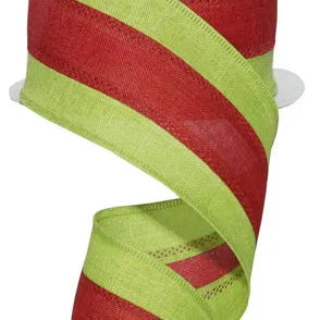 2.5"X10YD 3 COLOR 3-IN-1 ROYAL BURLAP - LIME/RED - RG1604WY