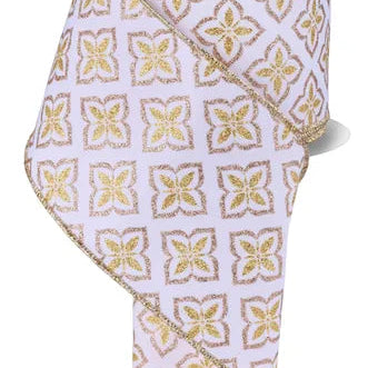 4"X10YD GLITTER PETALS - WHITE/LIGHT GOLD/CHAMPAGNE - RGF199127