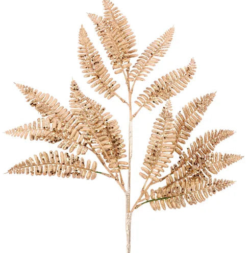 28"L METALLIC/GLITTER FERN LEAF SPRAY - COPPER - XS231243