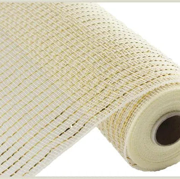 21"X10YD WIDE FOIL MESH - CREAM W/GOLD FOIL - RE106672