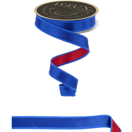 7/8"X10YD SATIN FUSED - D'LUX - ROYAL BLUE/RED - LX4000C9