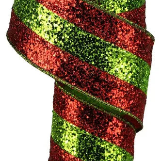 2.5"x10YD 3-IN-1 LARGE GLITTER - RED/LIME - RG898233