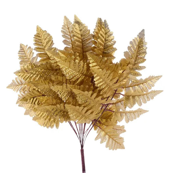 17"L PULL APART SILK LEATHER LEAF BUSH - GOLD - FG663708