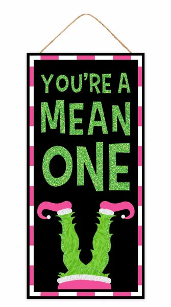 12.5"H X 6"L YOU'RE A MEAN ONE GLITTER - BLACK/LIME/PINK/WHITE - AP788922