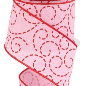 2.5"X10YD DASHED SWIRLS - LIGHT PINK/RED - RGC127715