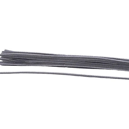 12"L X 6MM CHENILLE STEMS - GREY - 25COUNT - MA200410