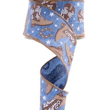 2.5"X10YD COWBOY BOOTS - BLUE/BROWN/TAN/WHITE - RGF153603