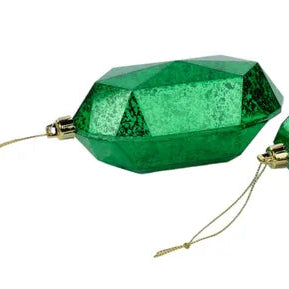 5.25"L ANTIQUE LOOK GEM ORNAMENT - ROUNDED - EMERALD GREEN - XJ551406