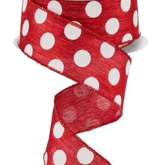 1.5"X10YD MEDIUM POLKA DOT - RED/WHITE - RGE149124