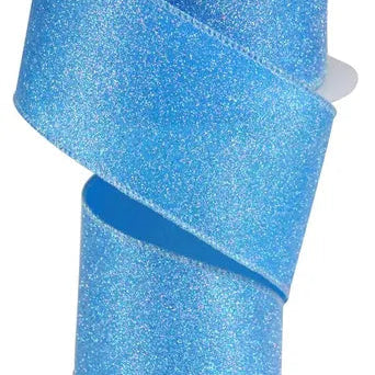 2.5"X10YD IRIDESCENT GLITTER ON SATIN - BLUE/IRIDESCENT - RGA181703