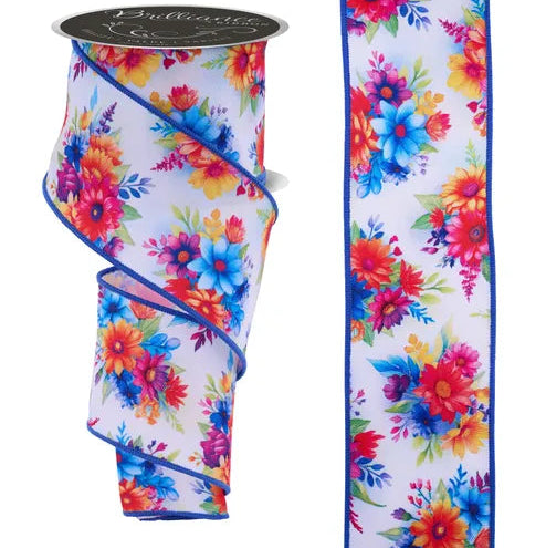 2.5"X10YD BRIGHT FLOWERS - WHITE/BRIGHT MULTICOLOR - LS1175TA