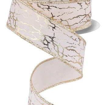 1.5"X10YD FOIL TWIGS - GOLD/CREAM - RGH10783R