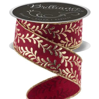 1.5"X10YD FOIL LEAF GARLAND - WINE/GOLD - LS301572