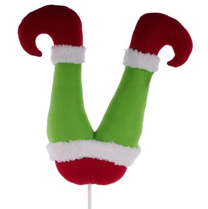 30"H VELVET/FAUX FUR ELF BOTTOM - GREEN/RED/WHITE - XS1425