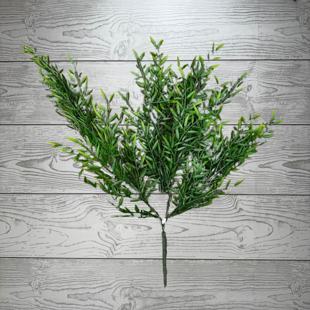 22" PLASTIC BAMBOO LEAVES BUSH X5 - 26970 * BROWN RED