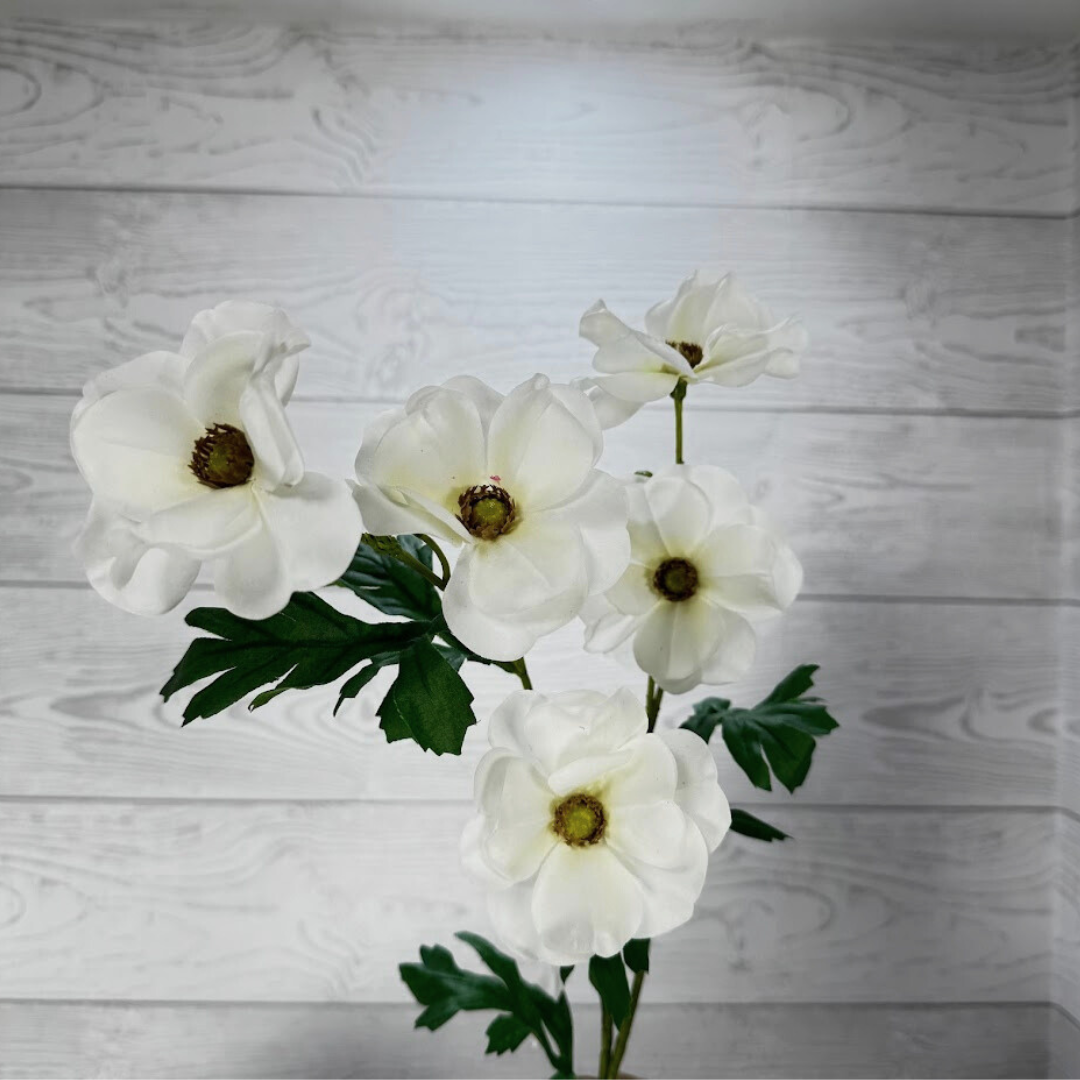 WHITE FLOWER X5 HEAD STEM - FL25013-WHT * RED