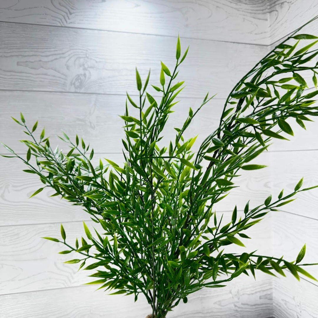 22" PLASTIC BAMBOO LEAVES BUSH X5 - 26970 * BROWN RED